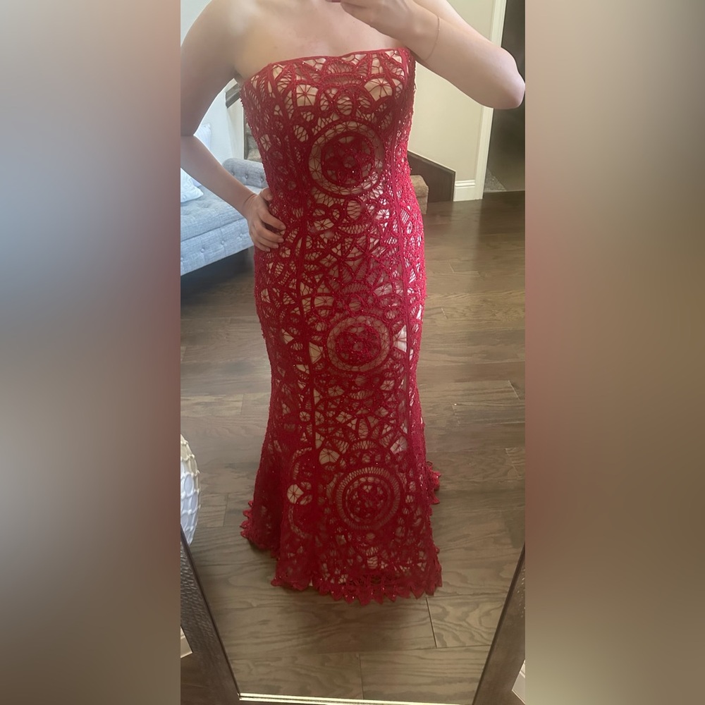 Jovani red prom dress size 10 - Picture 2 of 10